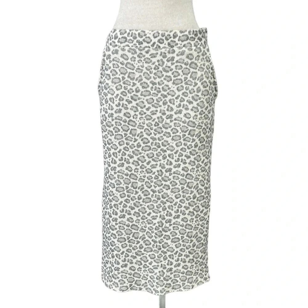 NSF Skirt Midi Cheetah Print Tan Black Side Slit Size Medium M
